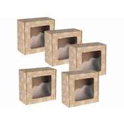 sarcia.eu Kvadratna darilna škatla z oknom, darilna škatla z belim tiskom snežinke 20x20x10 cm x5