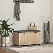 vidaXL Haldna klop z blazino z vrati Sonoma hrast 80 x 38 x 46 cm
