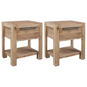 Nocni ormarici s ladicama 2 kom 40x30x48cm masivno drvo bagrema