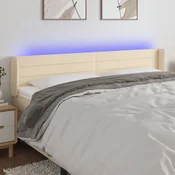 Vidaxl vidaXL Vzglavje postelje z LED diodami kremne barve 203x16x78/88 cm blago