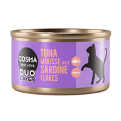 10 + 2 gratis! 12 x 70 g Cosma DUO Layer - Mousse od tune s komadićima srdele