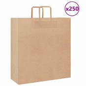 Papirnate vrecice 250 kom s ruckama smede 45x17x48 cm