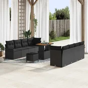 Sjedeca garnitura za vrt s jastukom Crna 90 x 55 x 71 cm
