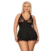 Miramarket Spodnje perilo-Luvae babydoll in tangice črna XXL