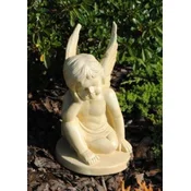 Casa Padrino Art Nouveau Garden Decoration Sculpture Angel Sand 18 x 19 x H. 31 cm - Elegant Garden Decoration Stone Figure - Baroque & Art Nouveau Garden Decoration Accessories