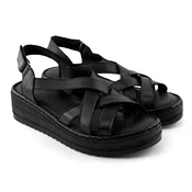 LP Fashion Ženske kožne sandale, Crne