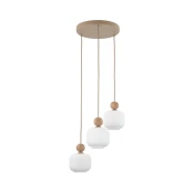 TK Lighting Visoka svetilka Ballo, 3-žarnica, bela, steklo, O 35 cm - Dnevna soba / jedilnica - bel, svetlo les, bež
