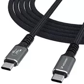 WOZINSKY Thunderbolt 4 USB-C kabel 240W 4K 1,5 m - crni