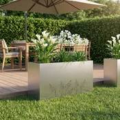 Vidaxl Vrtni lonček Srebrna 100 x 30 x 49 cm Pocinkano jeklo