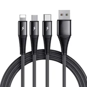 Sign 3-v-1 kabel Lightning, USB-C, Micro-USB, 3A, 1,2 m - črn