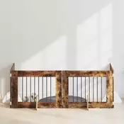 Vrata za pse s postoljem 4 pcs Dimljeni hrast 80 x 60 cm