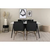 Venture Design Jedilna miza in stol komplet Jimmy Petra miza 76x150x90 cm stol 60x87x57 cm črna