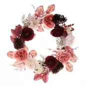 Autronic Venec Artificial wreath - diameter 50 cm, flowers, pine cones, berries and leaves (NL0219)