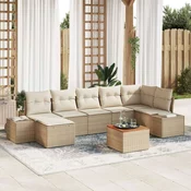 vrtni sofa set 8 dijelova Bež i krem Poly ratan Veliki