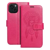 OEM Torbica MEZZO Book za iPhone 15 – lovilec sanj, magenta