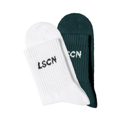 LSCN by LASCANA Nogavice petrol/bela