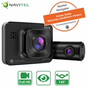 Avto kamera NAVITEL R250 Dual, + vzvratna kamera, Full HD, 2 zaslon, Night Vision, 140° snemalni kot, G-senzor, aplikacija