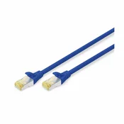 DIGITUS Digitus DK-1644-A-010/B RJ45 omrežni kabel CAT6a S/FTP 1 m modra brez halogena, zviti pari, z zaščitnim zapornim zatičem, ognjevaren 1 kos, (21382575)