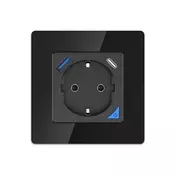 Extralink Pametni življenjski zidni vtičnik Set Pro | Komplet pametno vtičnico + okvir | Barva črna, 230V, 1x USB A, 1x USB C, WiFi