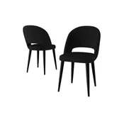 Hanah Home set trpezarijskih stolica Pane 2 kom, crna tkanina Babyface, crne metalne noge