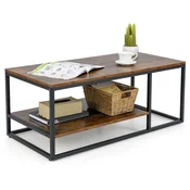 Northix Industrijska klubska mizica, 2-nivojska, 105 cm, rustikalna rjava
