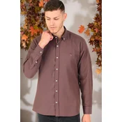 G674 DEWBERRY MENS SHIRT-PLAIN BROWN