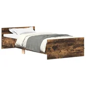 Vidaxl Okvir postelje z naslonjalom Dimljen hrast 80 x 200 cm
