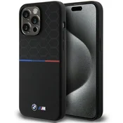 BMW M silikonski ovitek z vzorcem MagSafe za iPhone 15 Pro Max - črn