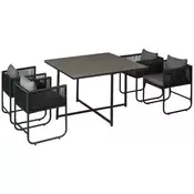 Homestar Vrtni garnitura 5-delna jedilna miza s 4 stoli 110x110x75 cm siva