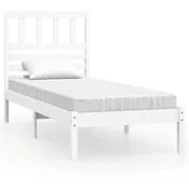 Vidaxl Posteljni okvir brez vzmetnice bel 75x190 cm trdna borovina