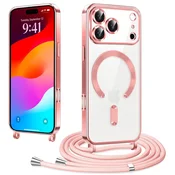 Overboard Ovitek za iPhone 17 Pro Max, Electro MagSafe, roza + vrvica za ključe