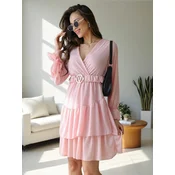 Resti Womens mini dress with ruffles and wrap neckline