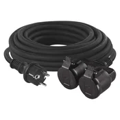 Zunanji podaljšek 10 m/2 vtičnici/črni/guma/250 V/1,5 mm2