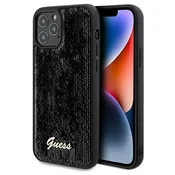 Guess Ovitek Sequin Script Metal Black za iPhone 12