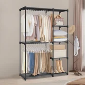 Songmics Samostoječa garderobna omara zložljiv obešalnik za oblačila 112x43x165 cm črna