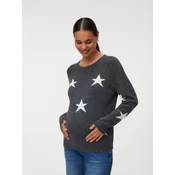 Vero Moda Maternity Pulover VMMDOFFY temno siva / bela