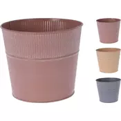 eoshop Dekorativni kovinski cvetlični lonček 18,5 cm, rebrast, mešane barve