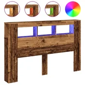 Vidaxl LED posteljno vzglavje starinski les 160x18,5x103,5 cm inž. les
