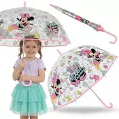 Disney DISNEY Minnie Mouse Roza otroški dežnik za deklice, zložljiv, prozoren, samodejni dežnik