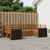 Zunanja garnitura za sedenje 6 kos 6-sedežni Naravna