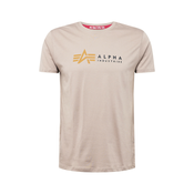 Pamučna majica Alpha Industries Label za muškarce, boja: bež, s tiskom, 118502
