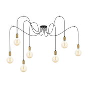 Luster na sajli MIROS 7xE27/60W/230V pauk crna/zlatna