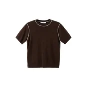 MANGO Pulover temno rjava/off-bela