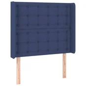 Vidaxl Vzglavje z ušesi modro 83x16x118/128 cm blago