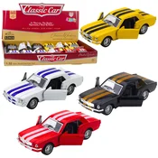 Klasični vlečni avto LEAN TOYS, kovinski, pull-back, odpirajoča vrata, 1:32