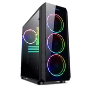 VeinX ohišje Mars MAR01A Mid Tower, brez napajalnika, 3xUSB, prozorna stranica, 4xARGB Ventilator 120mm, črno