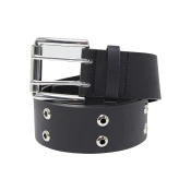 Double Eyelet PU Belt Black