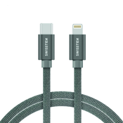 USB-C u Lightning pleteni kabel Swissten 2 m - srebrni