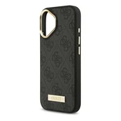 iPhone 17 GUESS 4G LOGO PLATE MAGSAFE silikonska futrola za telefon – otporna na udarce, MagSafe, CRNA GUHMP17SU4GPRK