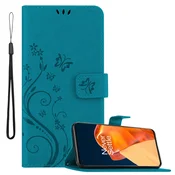 Cadorabo CADORABO OnePlus 9 PRO in klasična rožnata zlata - ovitek v cvetličnem dizajnu z magnetnim zapiranjem, stoječo funkcijo in režami za kartice, (20860359)